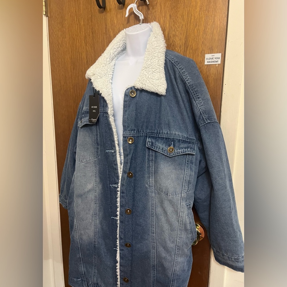 I think it's unisex Blue Denim Sherpa-Lined Jacket